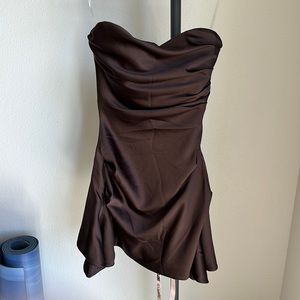 House of CB Jasmine Chocolate Draped Strapless Corset Dress